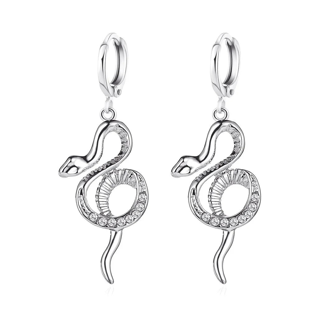 Wind Snake Shape Inlaid Zircon Earrings Women