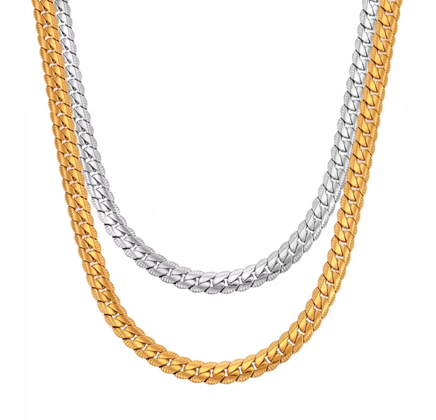 Hot luxury 17-23 in gold  0.2 in sideways chain Necklaces