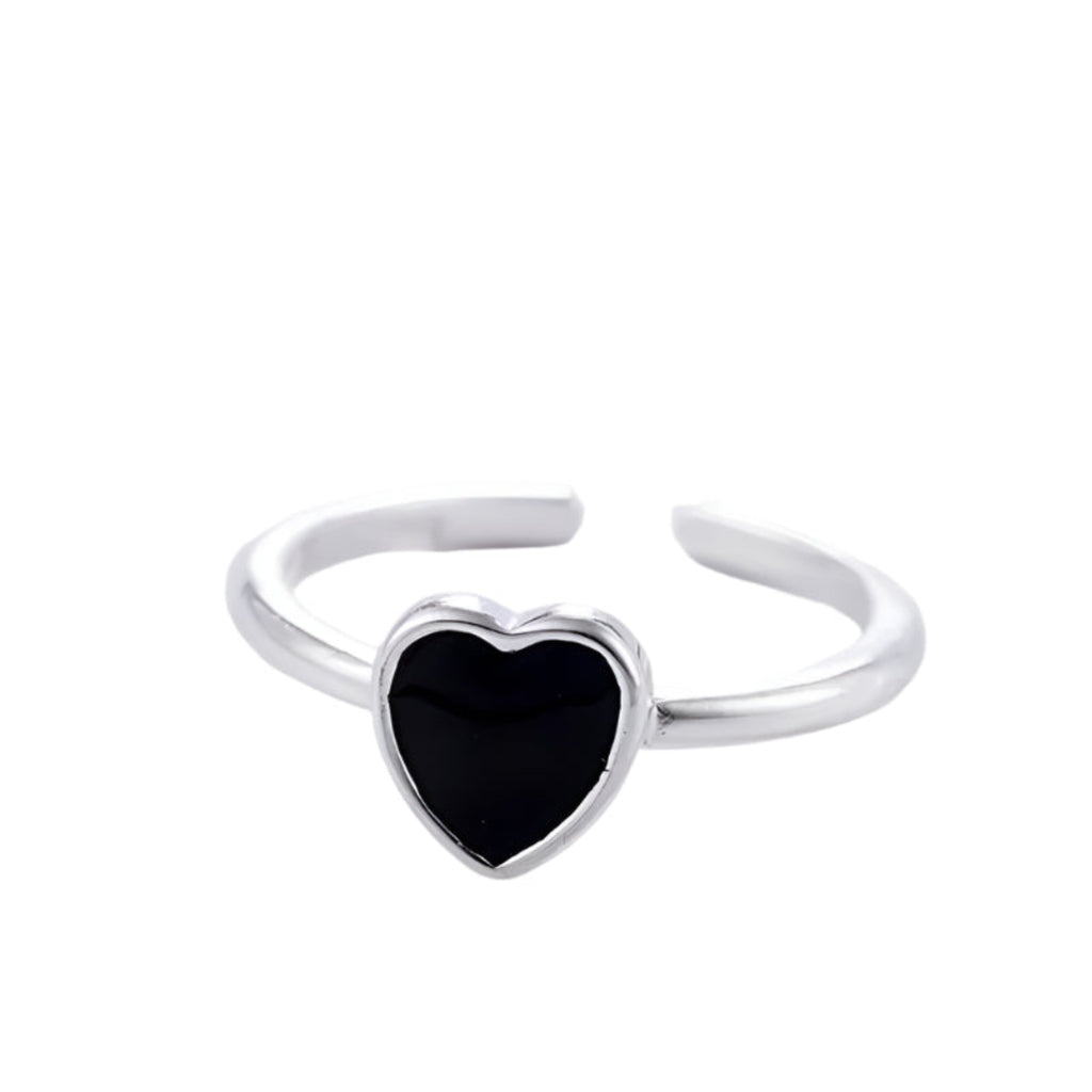 Geometric black stone fashion ring for women