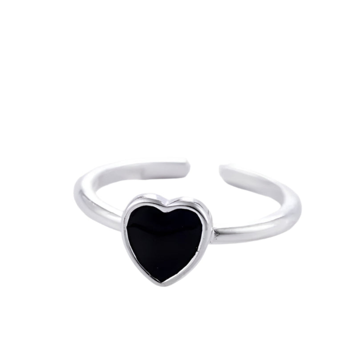 Geometric black stone fashion ring for women