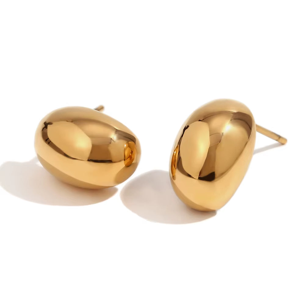 Golden Orb: Polished Oval Earrings