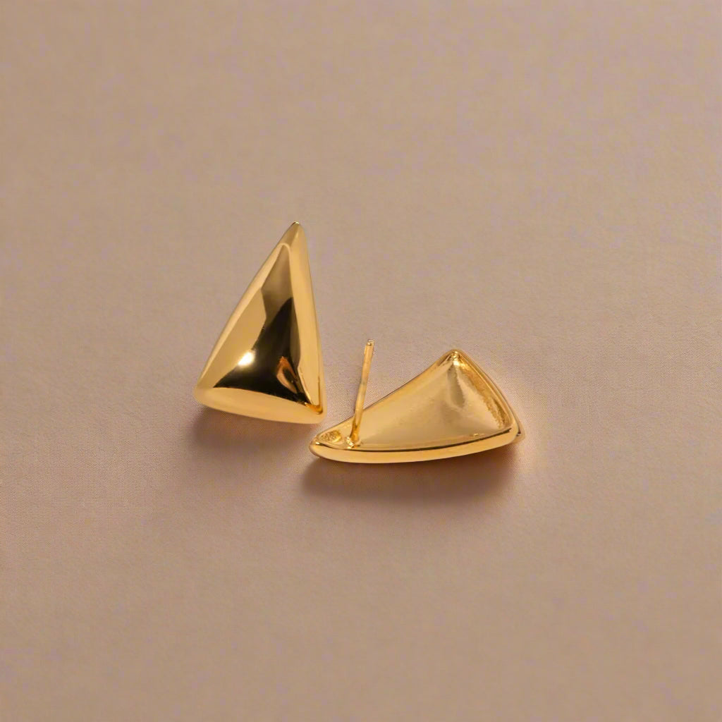 Golden Edge: Geometric Triangle Earrings