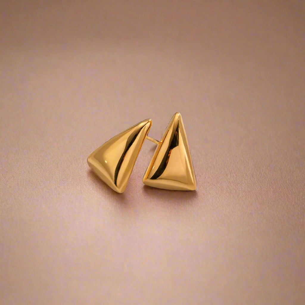 Golden Edge: Geometric Triangle Earrings