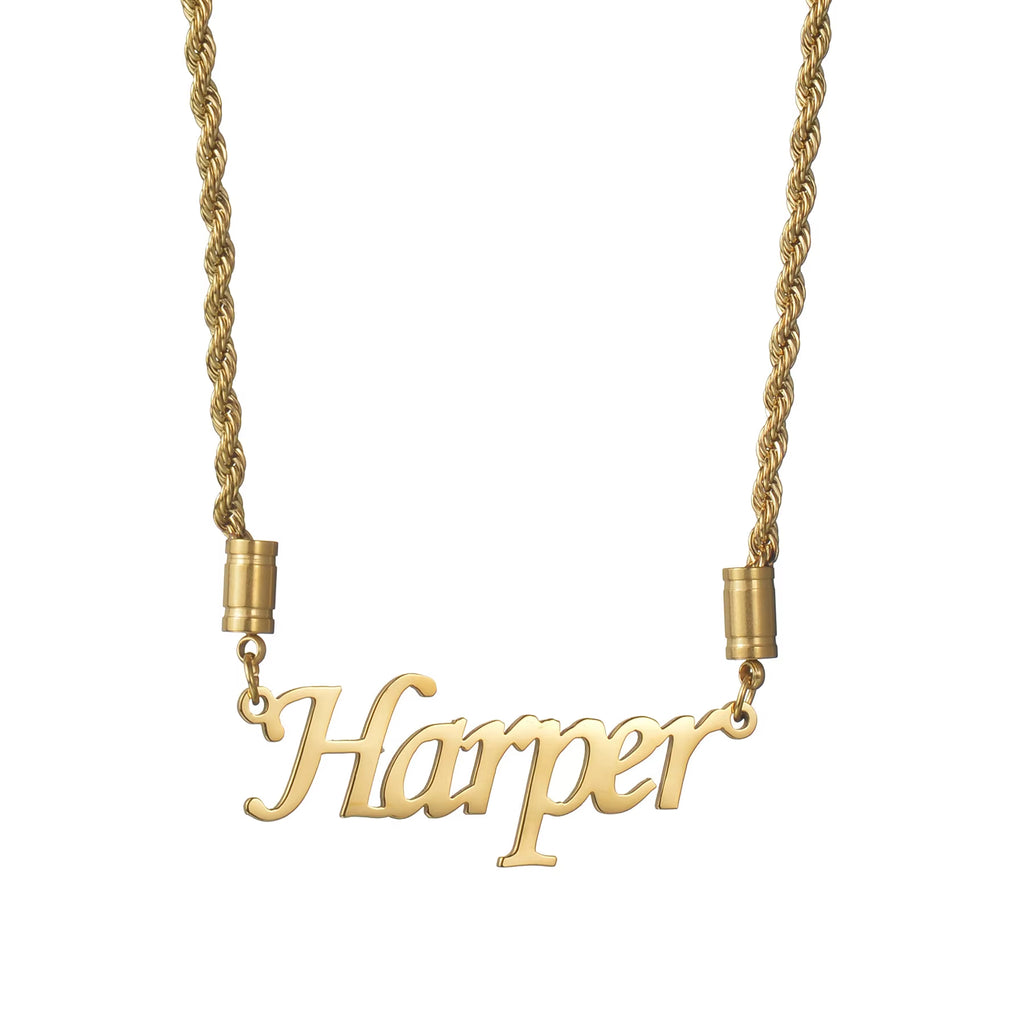 Elegant gold chain necklace highlighting the secure clasp.