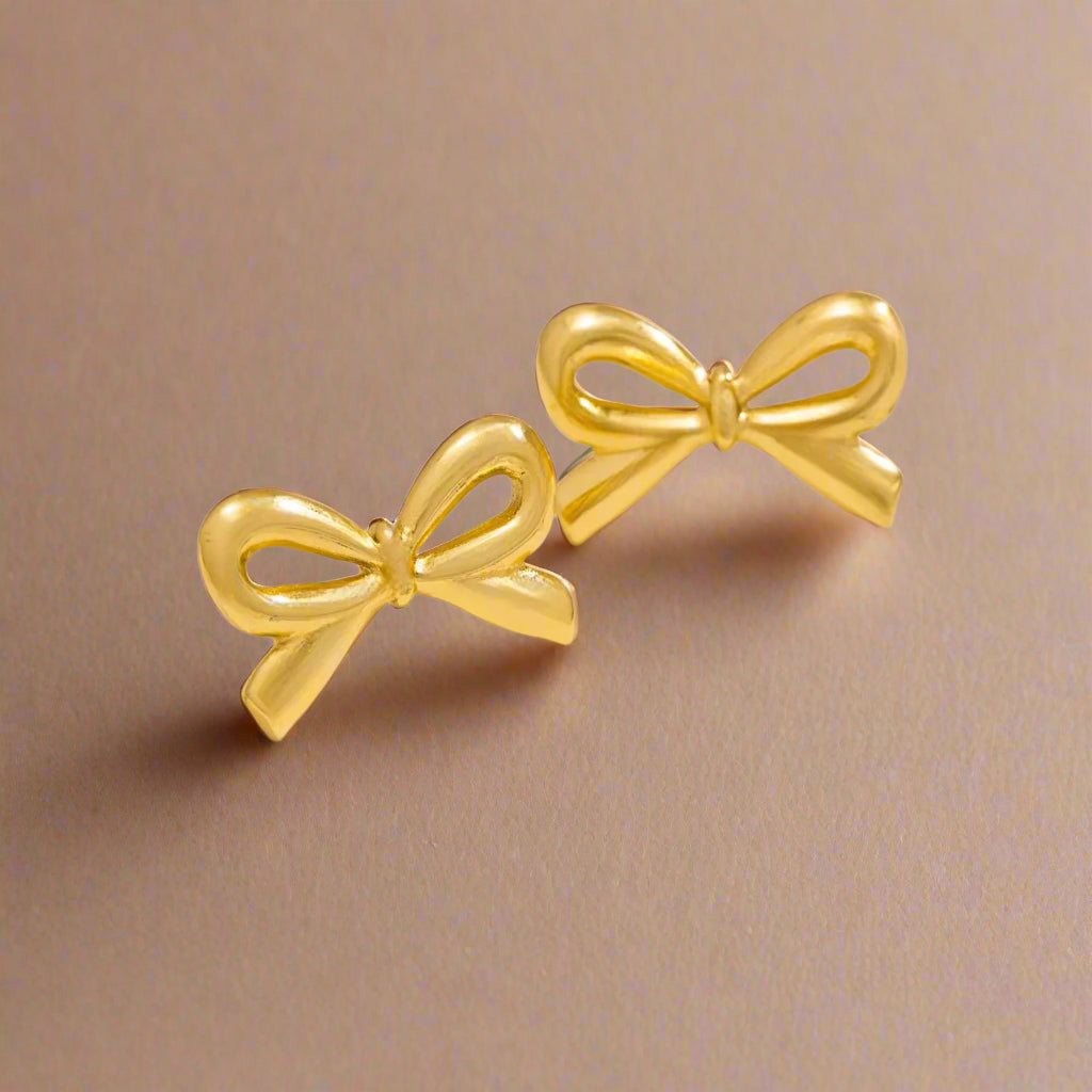 Golden Grace: Bow-Tie Stud Earrings