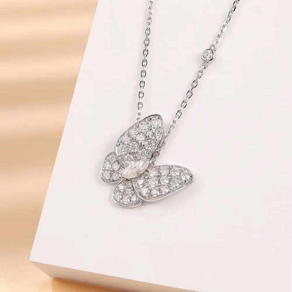 Sterling silver necklace with crystal butterfly pendant