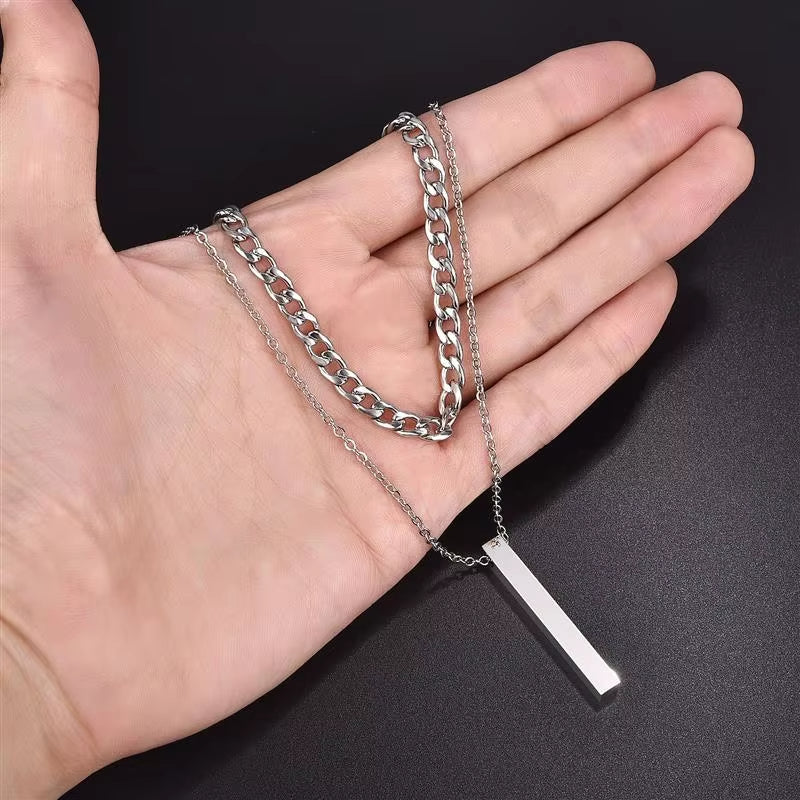 Men’s Vertical Bar Pendant Necklace