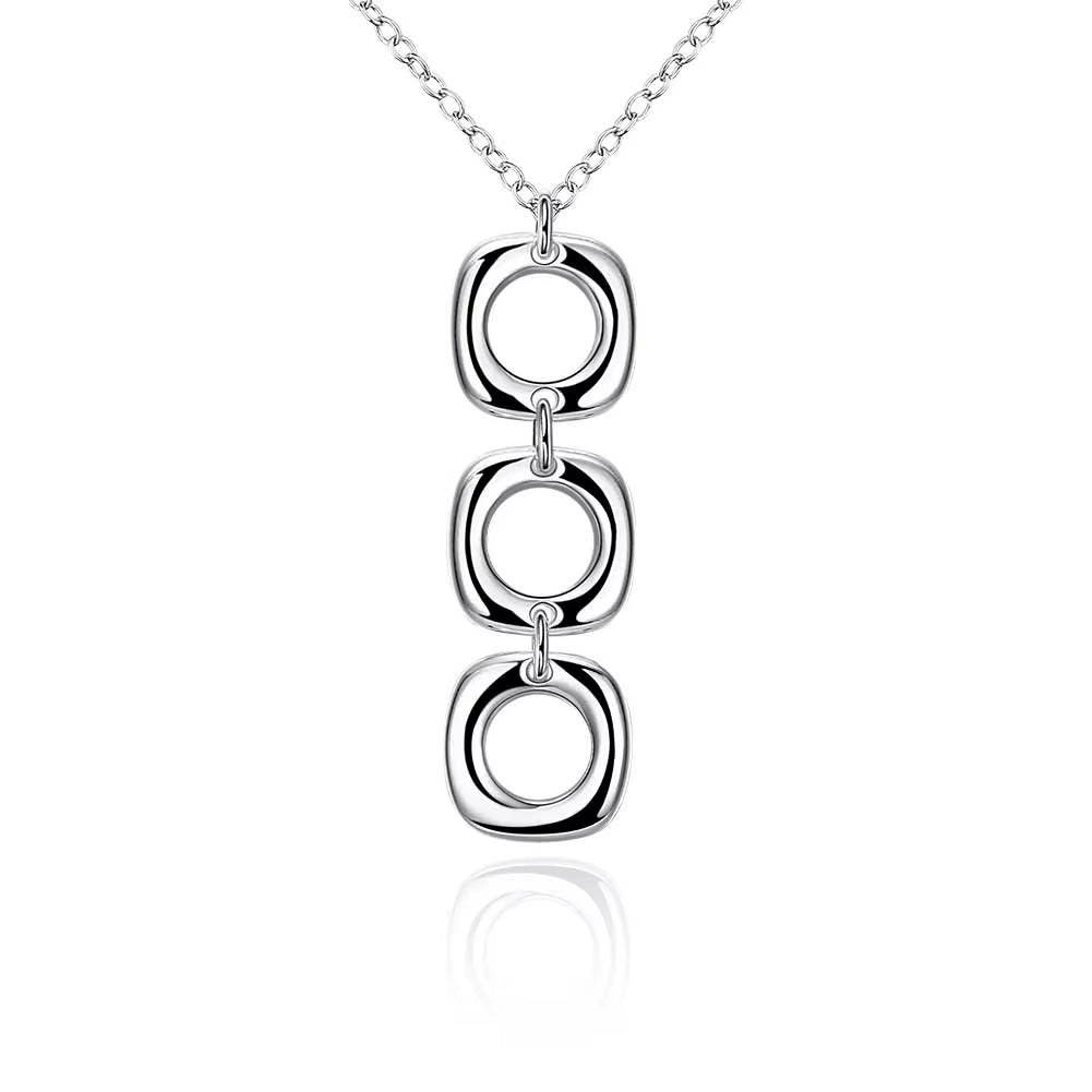 Sterling silver necklace with geometric square links.