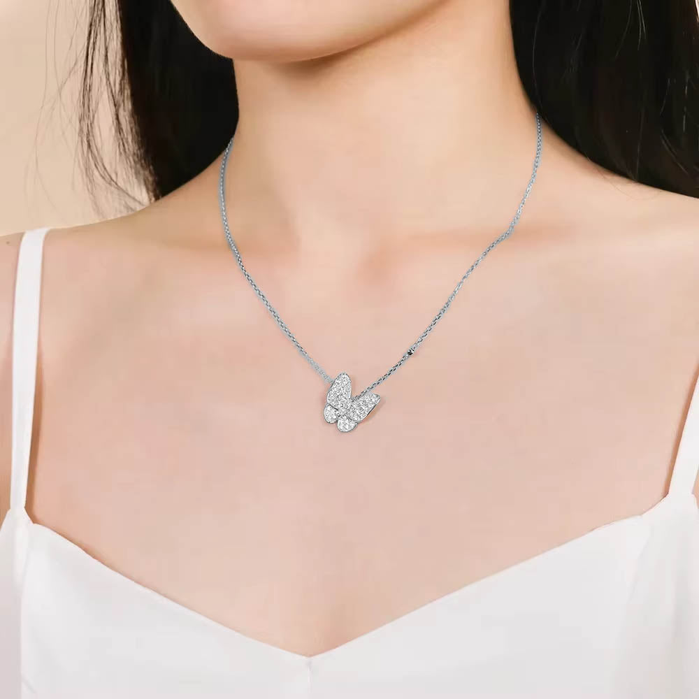 Sterling silver necklace with crystal butterfly pendant