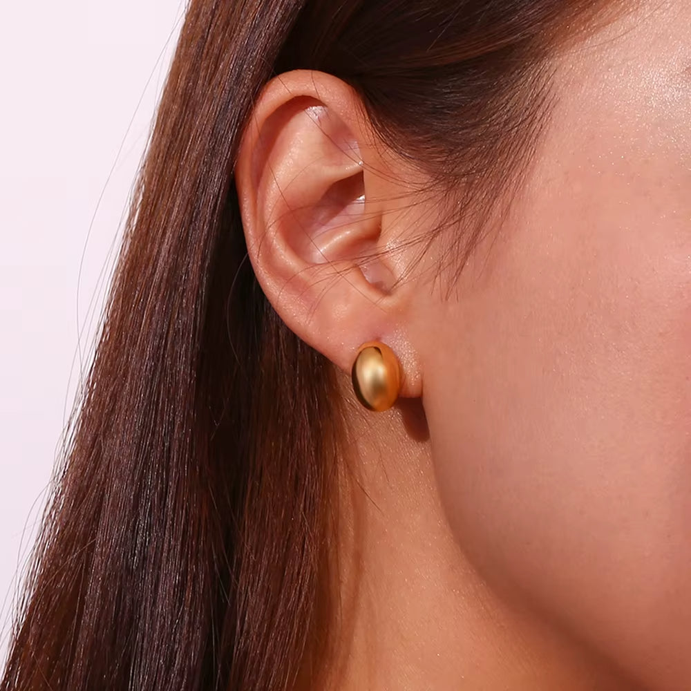 Golden Orb: Polished Oval Earrings