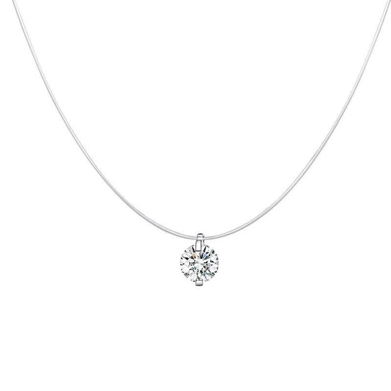 Brilliant Grace Moissanite Necklace – 925 Sterling Silver, 18K White Gold Plated