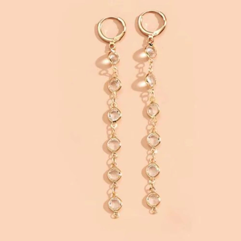 Emerald Muse: Long Crystal Tassel Earrings