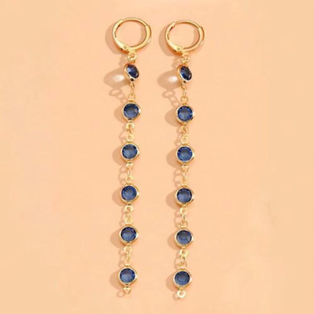 Emerald Muse: Long Crystal Tassel Earrings