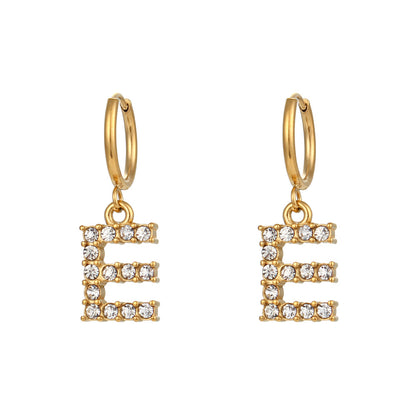 Plated Micro Set Zircon Letter Earrings For Women