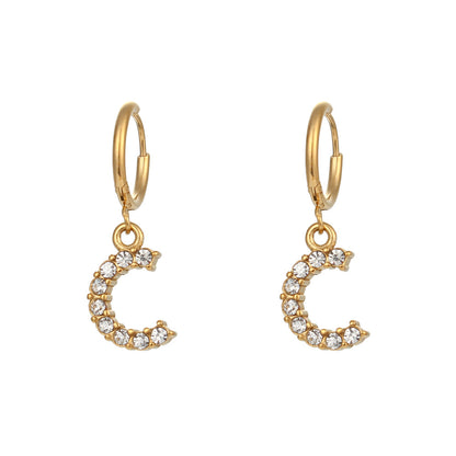 Plated Micro Set Zircon Letter Earrings For Women