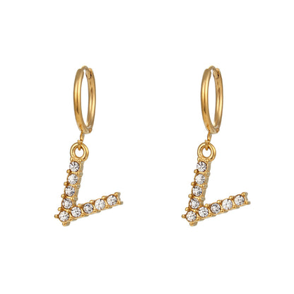 Plated Micro Set Zircon Letter Earrings For Women