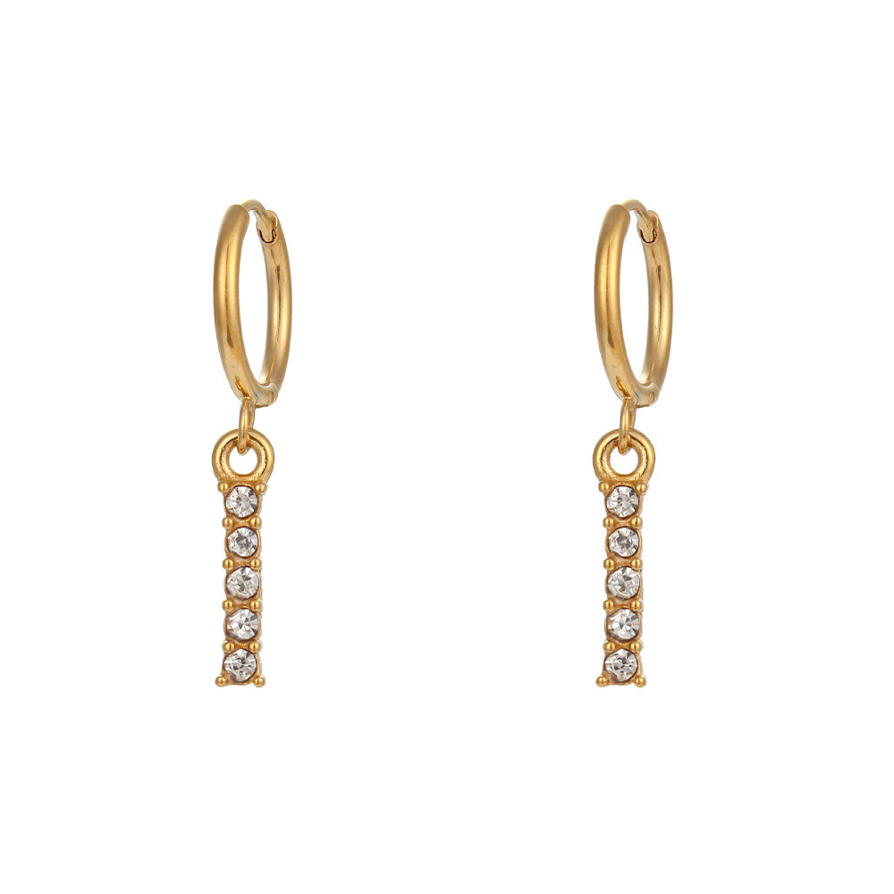 Plated Micro Set Zircon Letter Earrings For Women