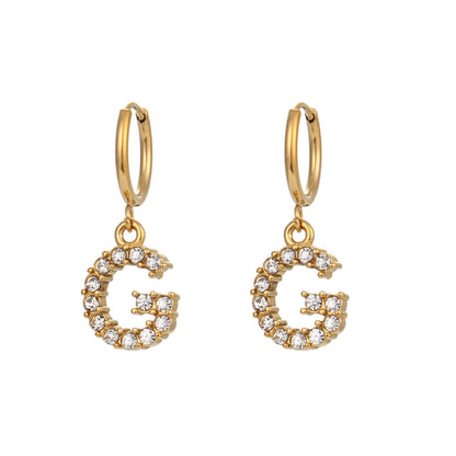 Plated Micro Set Zircon Letter Earrings For Women