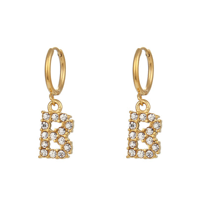 Plated Micro Set Zircon Letter Earrings For Women