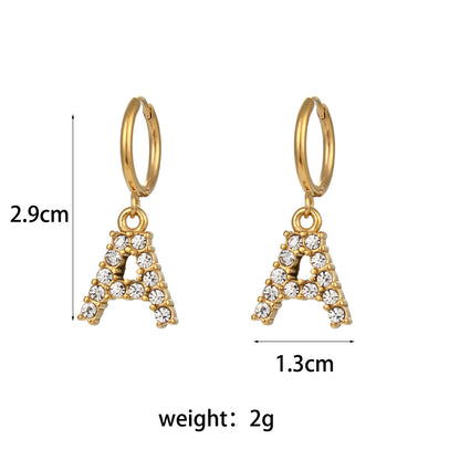 Plated Micro Set Zircon Letter Earrings For Women