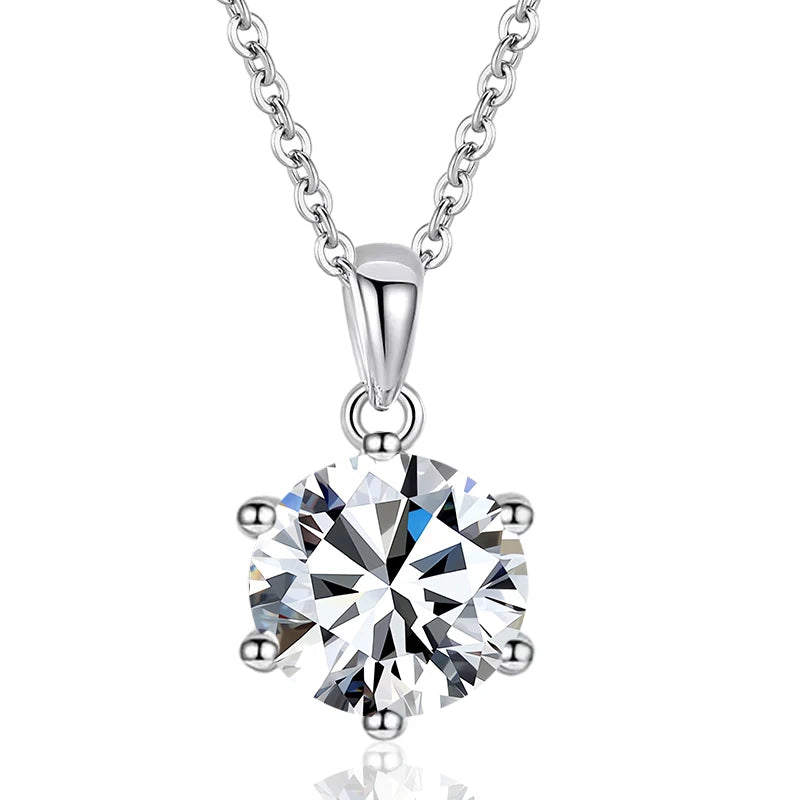 Lumière Moissanite Pendant Necklace – 925 Sterling Silver, D Color, 4ct Brilliance