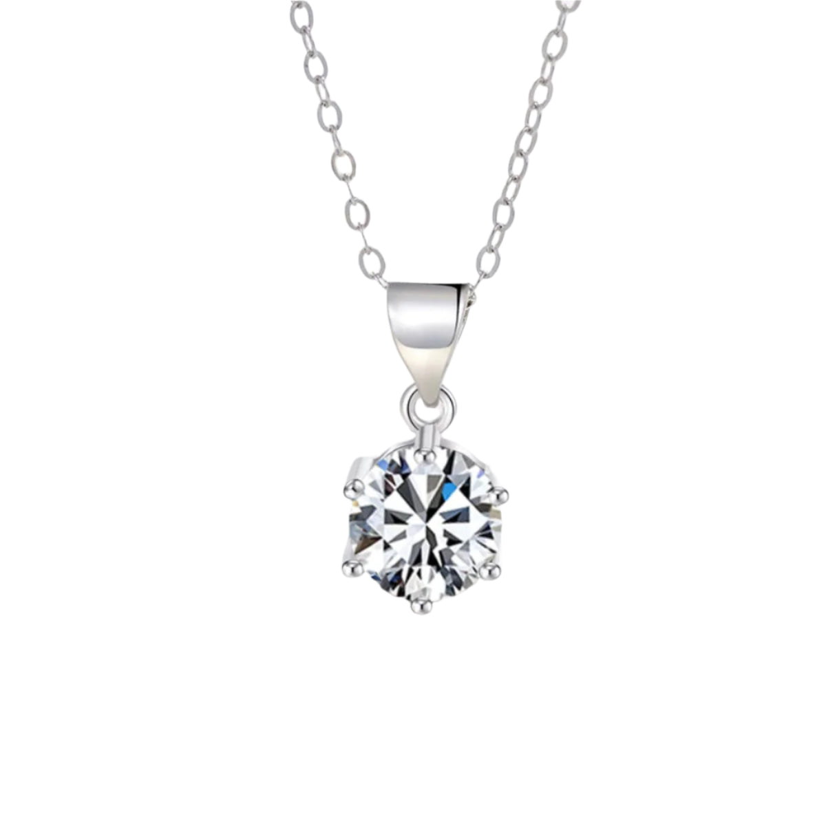 Lumière Moissanite Pendant Necklace displayed on a white background to emphasize its design