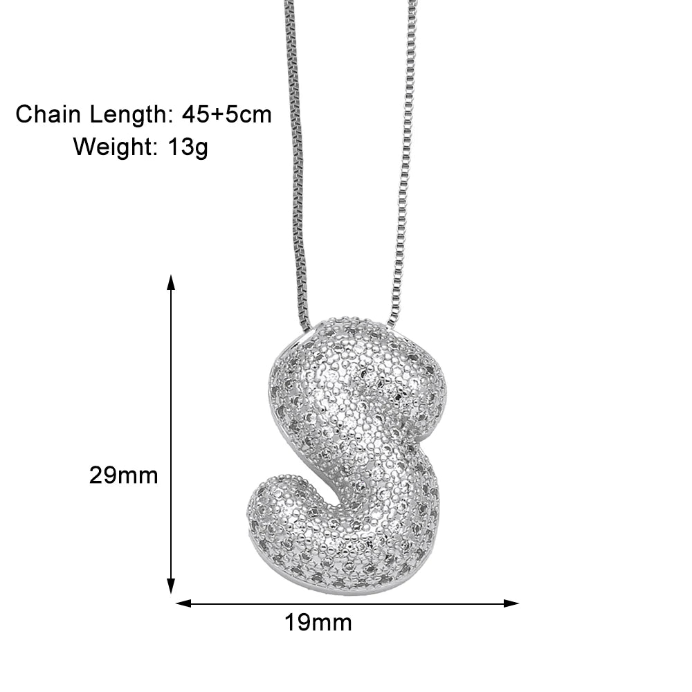 Sparkly CZ Zircon Letter Initial Pendant.