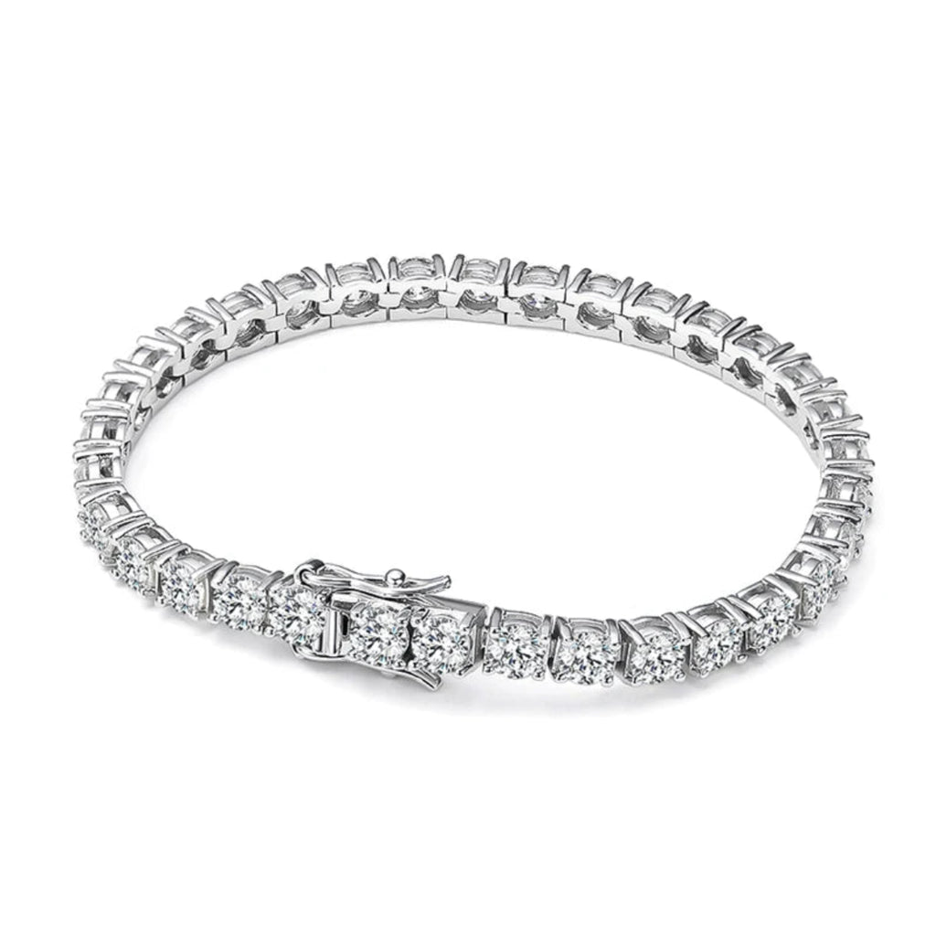 LustraLink moissanite tennis bracelet in gold-plated 925 silver on white background