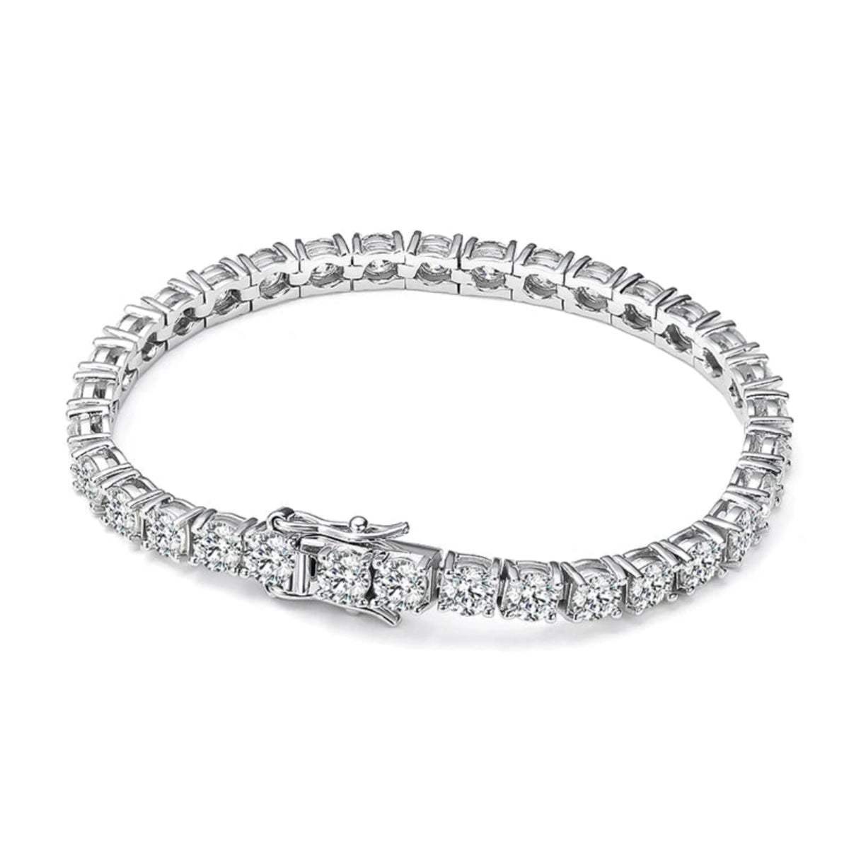 LustraLink moissanite tennis bracelet in gold-plated 925 silver on white background