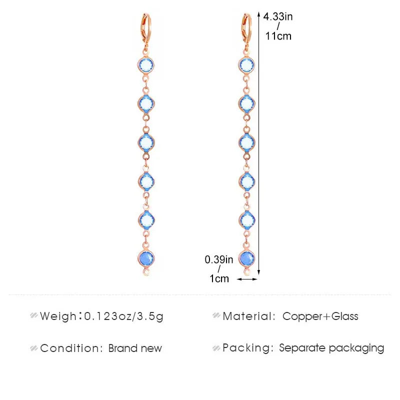 Fashion  Crystal Drop Earrings Temperament Long Tassel Hanging Jewelry.