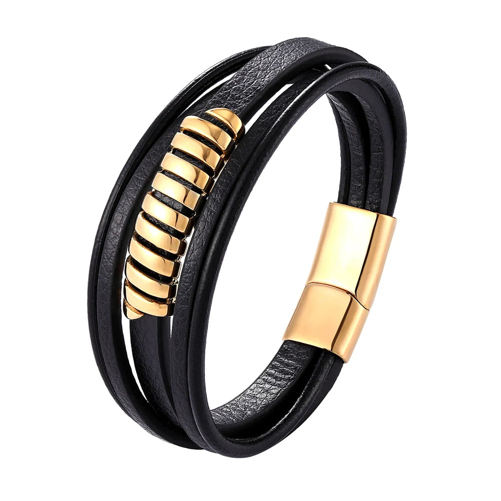 Multi-Layer Genuine Leather  Bracelet For Men.