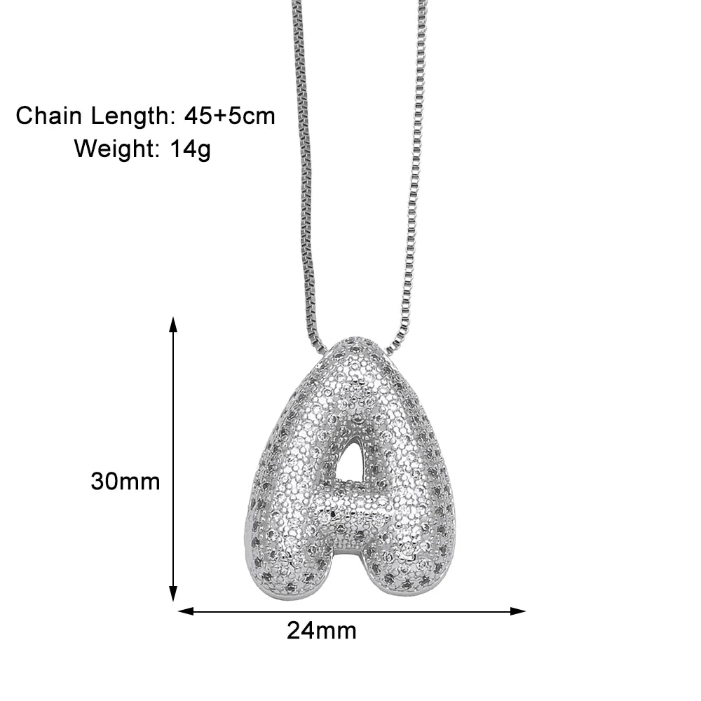 Sparkly CZ Zircon Letter Initial Pendant.