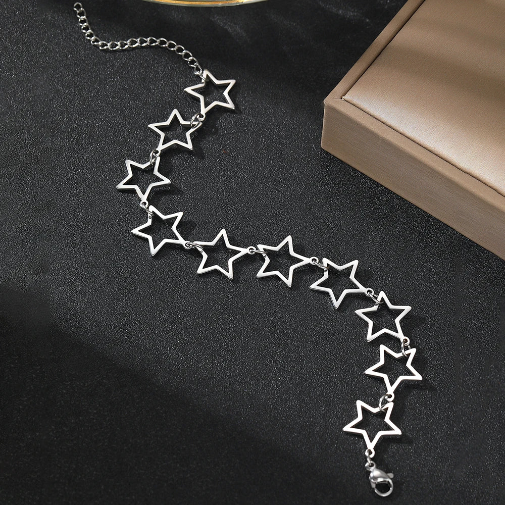 Bracelets Hollow Star Shape Chain Fashion Goddess Jewelry.