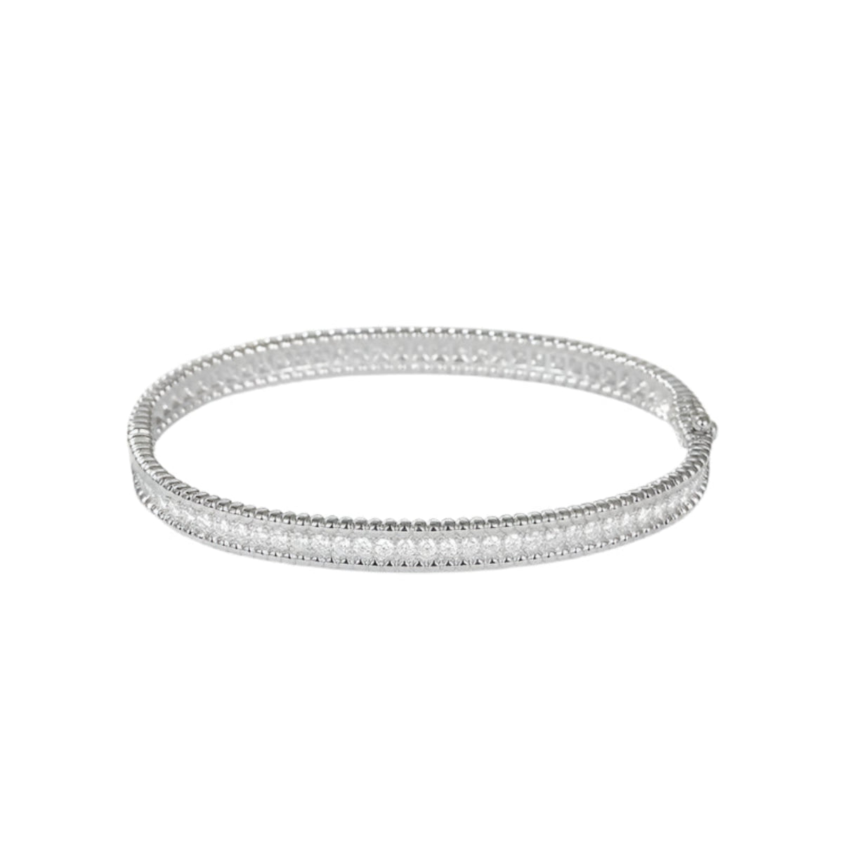 Close-up of the Eternal Glow Moissanite Bangle Bracelet showcasing sparkling stones.