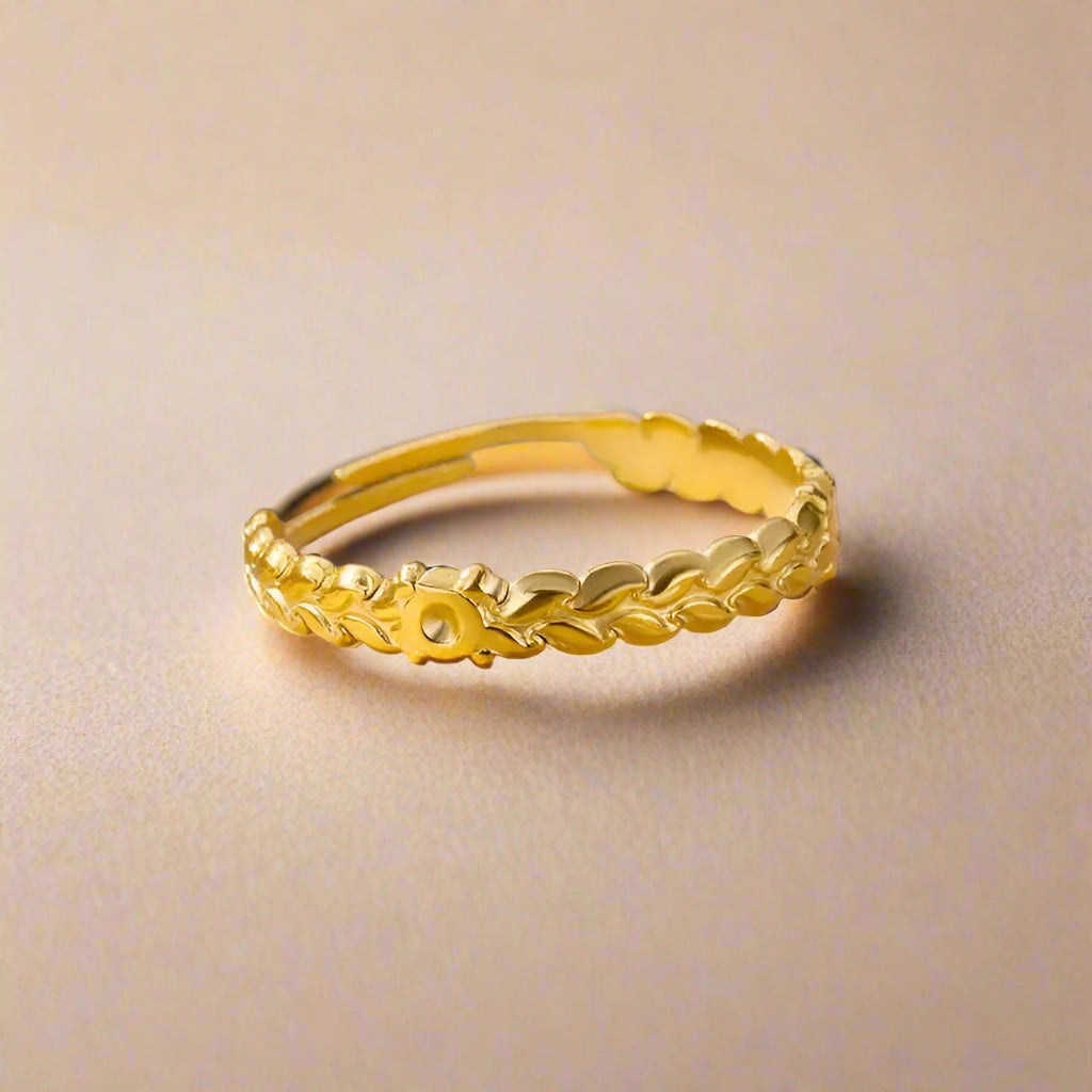 Close-up of elegant gold ring design