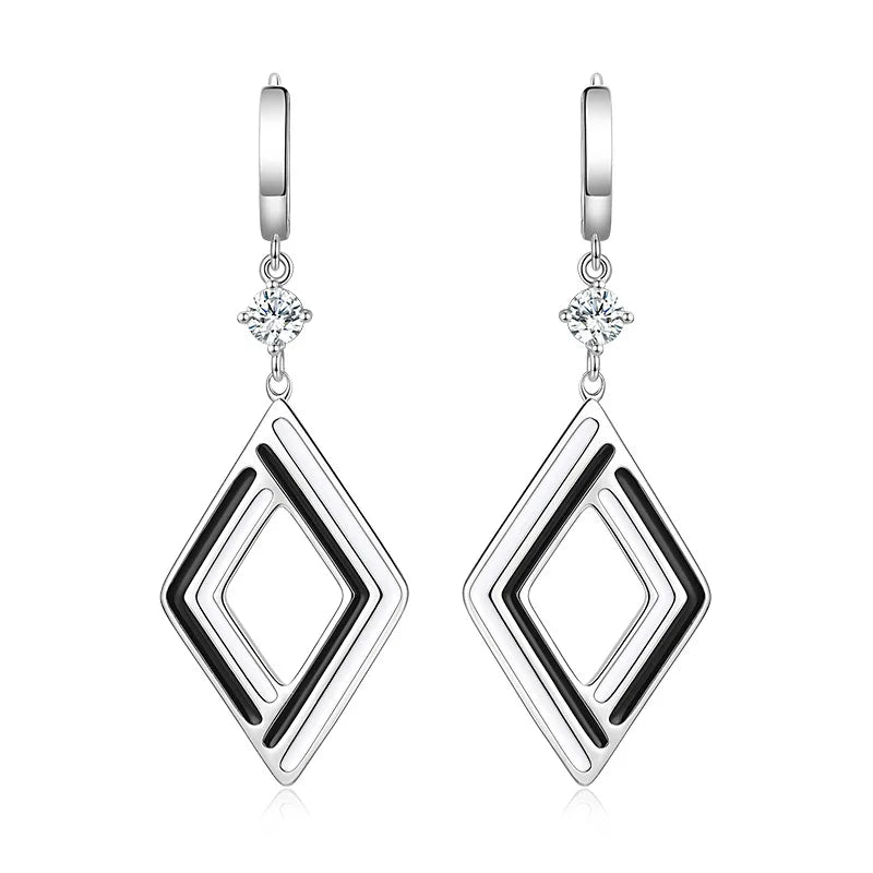 Trendy Geometric  Earrings For Women  Jewelry Black and White Line.