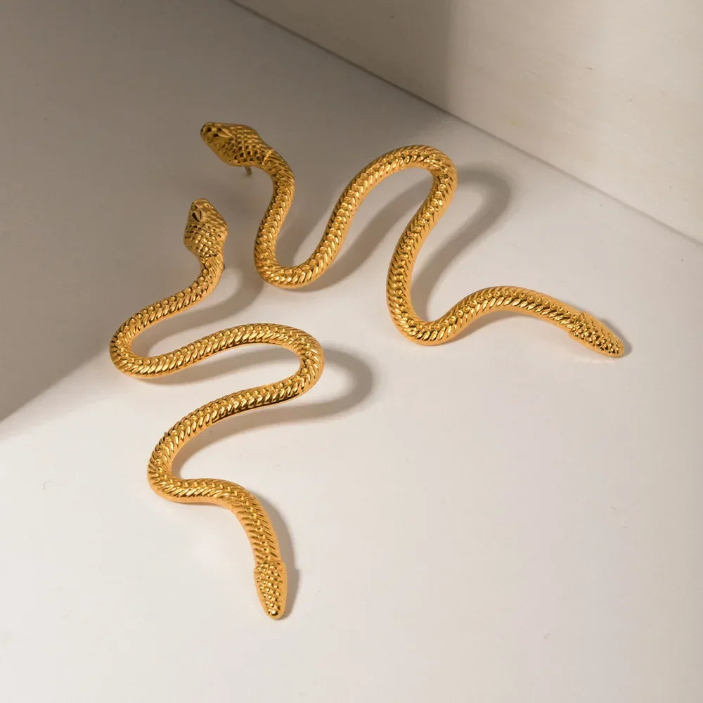 Waterproof Long Python Snake Stud Earring.