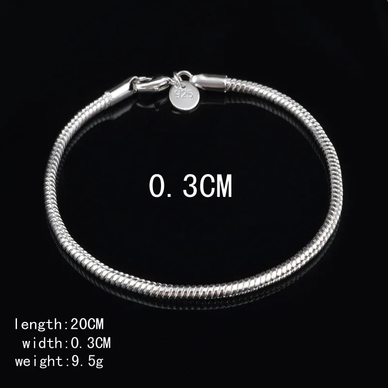 3MM Snake Chain Bracelets  Fashion Hot Top Quality Jewelry.