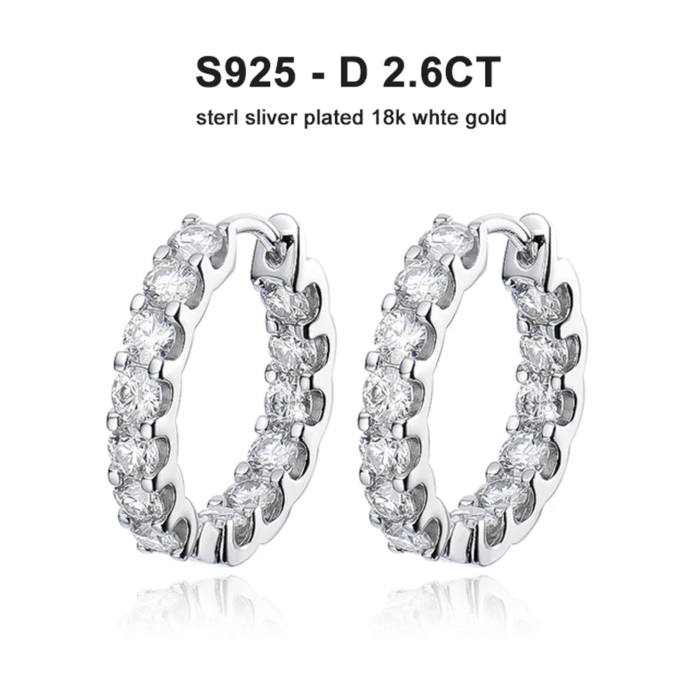 2.6ct Moissanite Earring Hoop Earring for Women  Jewelry.