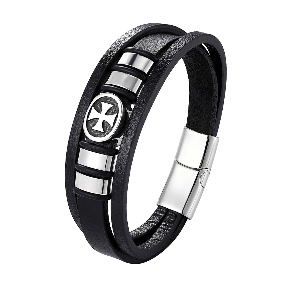 High quality leather bracelet scandinavian cross.