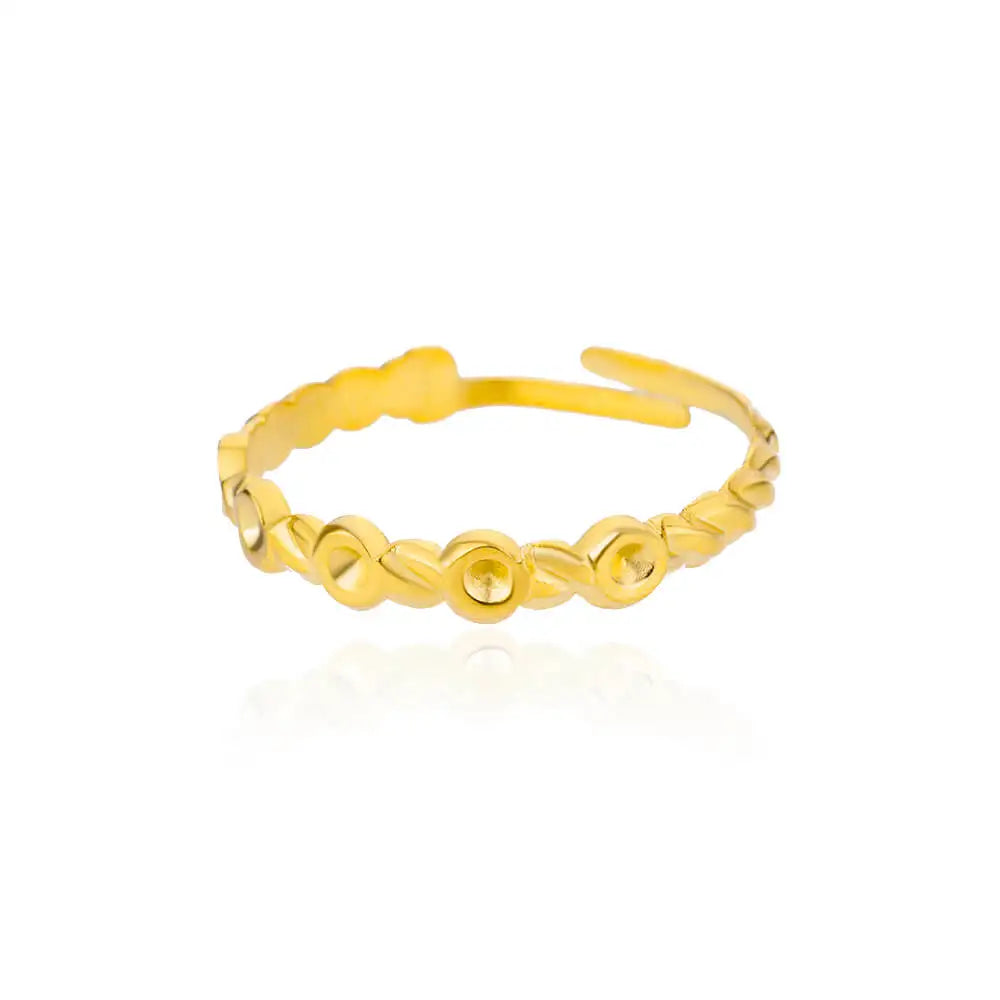 Gold chain design open ring on a white background.