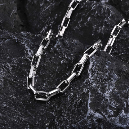 0.4in Heavy Chain Necklaces,  Cool Bold Punk Rectangle Link Chain Choker Collar, Unisex Rock Jewelry.