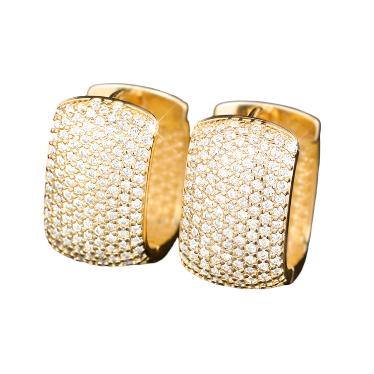 Gold-tone U-shaped earrings with brilliant CZ stones