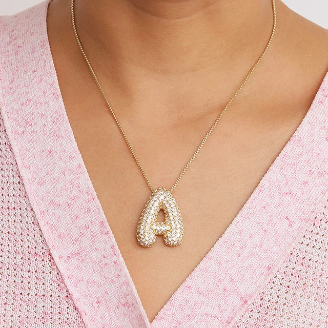 Sparkly CZ Zircon Letter Initial Pendant