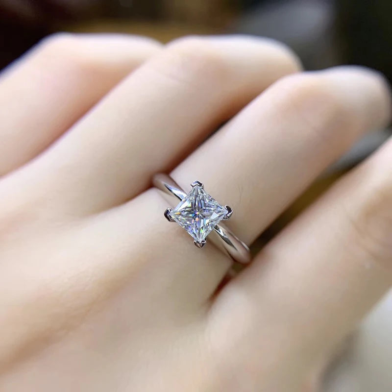 Princess Cut Moissanite Engagement Ring.