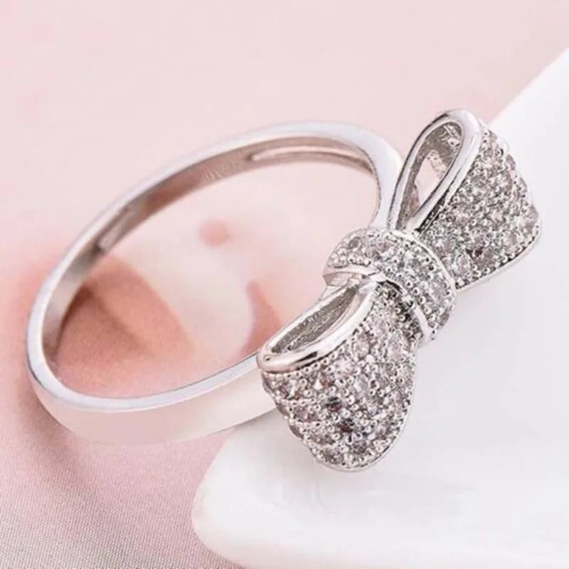 Zircon Crystal Bowknot  Ring