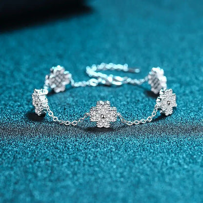 LuxClover Moissanite Four-Leaf Clover Bracelet