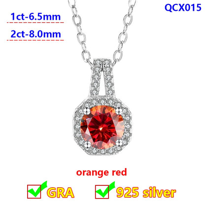 Radiant Spectrum Moissanite Pendant Necklace – 925 Sterling Silver Halo Charm.