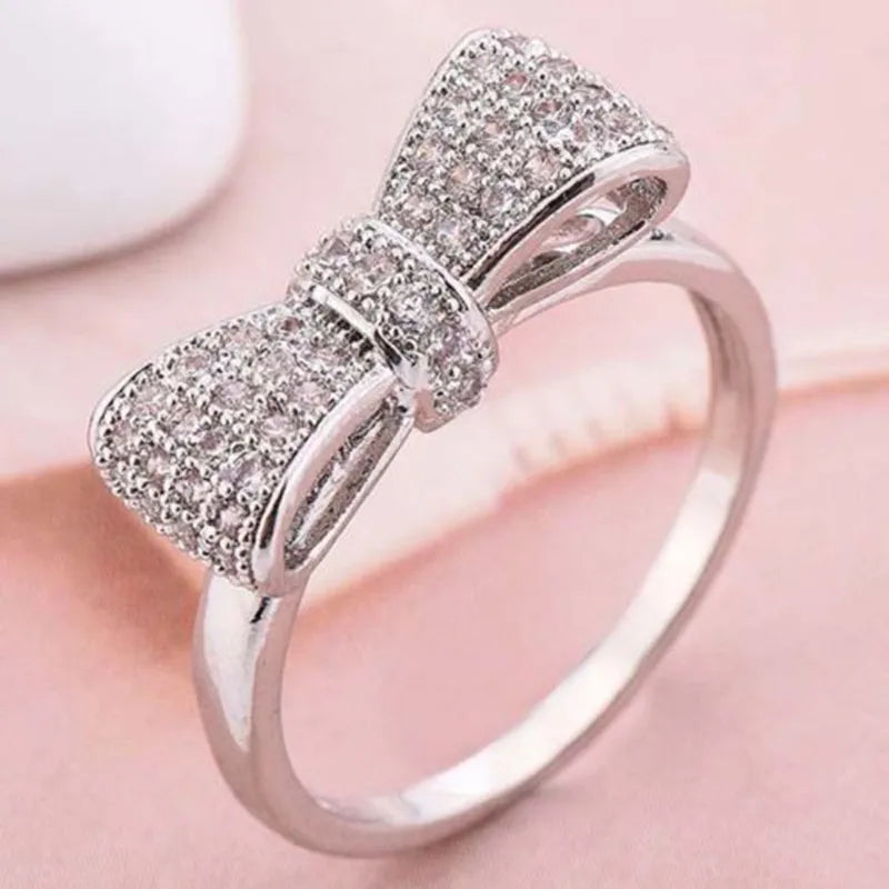 Zircon Crystal Bowknot  Ring