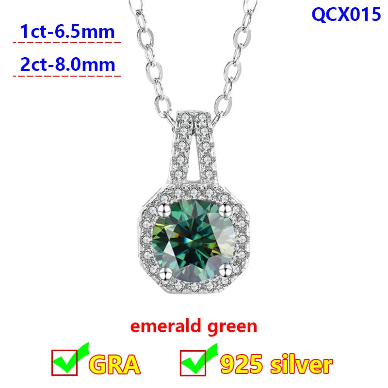 Radiant Spectrum Moissanite Pendant Necklace – 925 Sterling Silver Halo Charm.